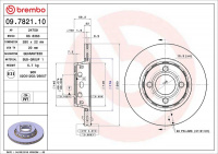 Brzdový kotouč BREMBO 09.7821.10 - AUDI