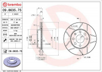 Brzdový kotouč BREMBO MAX 09.8635.75 - OPEL Brzdový kotouč BREMBO MAX 09.8635.75 - OPEL