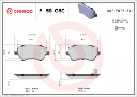 Sada brzdových destiček BREMBO P59050 - OPEL, SUZUKI Sada brzdových destiček BREMBO P59050 - OPEL, SUZUKI