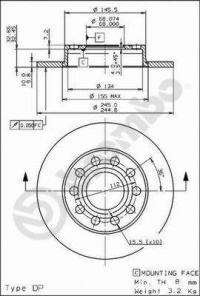 Brzdový kotouč BREMBO 08.9136.11