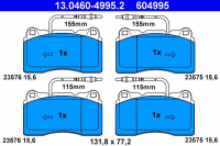 Sada brzdových destiček ATE 13.0460-4995 (AT 604995) - CITROËN, FIAT, LANCIA, PEUGEOT Sada brzdových destiček ATE 13.0460-4995 (AT 604995) - CITROËN, FIAT, LANCIA, PEUGEOT