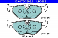 Sada brzdových destiček ATE Ceramic 13.0470-3605 (AT LD3605) - BMW, ROVER, SAAB Sada brzdových destiček ATE Ceramic 13.0470-3605 (AT LD3605) - BMW, ROVER, SAAB