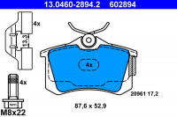 Sada brzdových destiček ATE 13.0460-2894 (AT 602894) - AUDI, SEAT, ŠKODA, VW Sada brzdových destiček ATE 13.0460-2894 (AT 602894) - AUDI, SEAT, ŠKODA, VW
