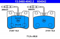 Sada brzdových destiček ATE 13.0460-4042 (AT 604042) - CITROËN, PEUGEOT Sada brzdových destiček ATE 13.0460-4042 (AT 604042) - CITROËN, PEUGEOT