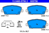Sada brzdových destiček ATE 13.0460-5756 (AT 605756) - HONDA Sada brzdových destiček ATE 13.0460-5756 (AT 605756) - HONDA