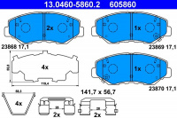 Sada brzdových destiček ATE 13.0460-5860 (AT 605860) - HONDA Sada brzdových destiček ATE 13.0460-5860 (AT 605860) - HONDA