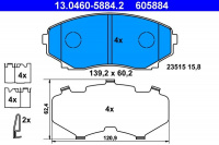 Sada brzdových destiček ATE 13.0460-5884 (AT 605884) - MAZDA Sada brzdových destiček ATE 13.0460-5884 (AT 605884) - MAZDA