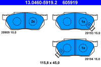 Sada brzdových destiček ATE 13.0460-5919 (AT 605919) - HONDA Sada brzdových destiček ATE 13.0460-5919 (AT 605919) - HONDA