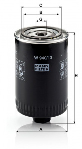 Olejový filtr MANN W940/13 (MF W940/13) - AUDI Olejový filtr MANN W940/13 (MF W940/13) - AUDI