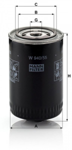 Olejový filtr MANN MF W940/55 Olejový filtr MANN MF W940/55