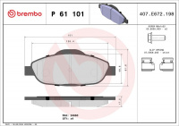 Sada brzdových destiček BREMBO P61101 - PEUGEOT Sada brzdových destiček BREMBO P61101 - PEUGEOT