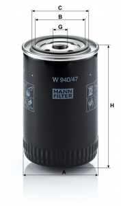 Olejový filtr MANN W940/47 (MF W940/47) Olejový filtr MANN W940/47 (MF W940/47)