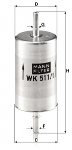 Palivový filtr MANN WK511/1 (MF WK511/1) - MERCEDES-BENZ