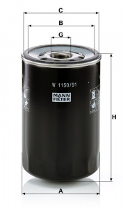 Olejový filtr MANN MF W1150/91 Olejový filtr MANN MF W1150/91