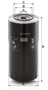 Olejový filtr MANN MF W1170/15 Olejový filtr MANN MF W1170/15