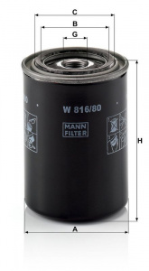 Olejový filtr MANN W816/80 (MF W816/80) - DAIHATSU, MITSUBISHI