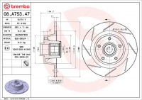 Brzdový kotouč BREMBO 08.A753.47 Brzdový kotouč BREMBO 08.A753.47