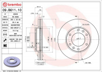 Brzdový kotouč BREMBO 09.B611.10 - HYUNDAI Brzdový kotouč BREMBO 09.B611.10 - HYUNDAI