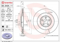 Brzdový kotouč BREMBO 09.D434.11 Brzdový kotouč BREMBO 09.D434.11
