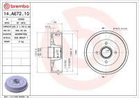 Brzdový buben BREMBO 14.A672.10 - NISSAN