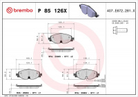 Sada brzdových destiček BREMBO P85126X - AUDI, SEAT, ŠKODA, VW