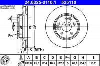 Brzdový kotouč ATE 24.0325-0110 (AT 525110) - Power Disc - MERCEDES-BENZ Brzdový kotouč ATE 24.0325-0110 (AT 525110) - Power Disc - MERCEDES-BENZ