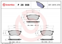 Sada brzdových destiček BREMBO P28008 - HONDA Sada brzdových destiček BREMBO P28008 - HONDA