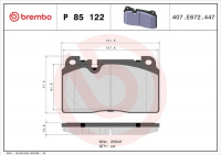 Sada brzdových destiček BREMBO P85122 - AUDI