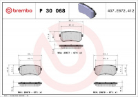 Sada brzdových destiček BREMBO P30068 - HYUNDAI, KIA
