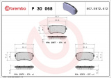 Sada brzdových destiček BREMBO P30068 - HYUNDAI, KIA