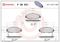 Sada brzdových destiček BREMBO P28021 - HONDA, ROVER Sada brzdových destiček BREMBO P28021 - HONDA, ROVER