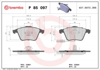 Sada brzdových destiček BREMBO P85097 - AUDI