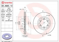 Brzdový kotouč BREMBO 09.A860.10 - FORD, MAZDA Brzdový kotouč BREMBO 09.A860.10 - FORD, MAZDA