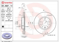 Brzdový kotouč BREMBO 09.A861.14 - OPEL Brzdový kotouč BREMBO 09.A861.14 - OPEL