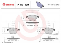 Sada brzdových destiček BREMBO P85129 - AUDI, SEAT, VW