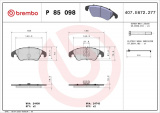 Sada brzdových destiček BREMBO P85098 - AUDI
