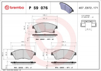 Sada brzdových destiček BREMBO P59076 - CHEVROLET, OPEL