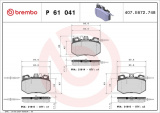 Sada brzdových destiček BREMBO P61041 - CITROËN