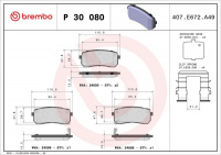 Sada brzdových destiček BREMBO P30080 - HYUNDAI, KIA Sada brzdových destiček BREMBO P30080 - HYUNDAI, KIA