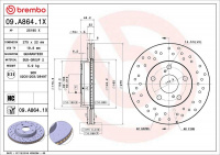 Brzdový kotouč BREMBO 09.A864.1X - TOYOTA