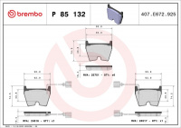 Sada brzdových destiček BREMBO P85132 - AUDI