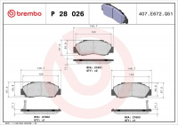 Sada brzdových destiček BREMBO P28026 - ACURA, HONDA