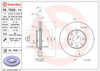 Brzdový kotouč BREMBO 09.7628.14 - OPEL