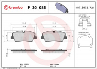 Sada brzdových destiček BREMBO P30085 - HYUNDAI Sada brzdových destiček BREMBO P30085 - HYUNDAI