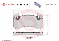 Sada brzdových destiček BREMBO P85136 - AUDI