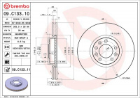 Brzdový kotouč BREMBO 09.C133.11 - CITROËN, DS, PEUGEOT