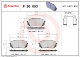 Sada brzdových destiček BREMBO P30093 - HYUNDAI, KIA