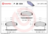 Sada brzdových destiček BREMBO P28034 - HONDA Sada brzdových destiček BREMBO P28034 - HONDA