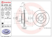 Brzdový kotouč BREMBO 09.9753.21 Brzdový kotouč BREMBO 09.9753.21