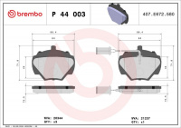 Sada brzdových destiček BREMBO P44003 - LAND ROVER Sada brzdových destiček BREMBO P44003 - LAND ROVER
